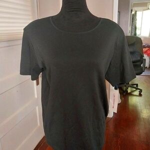Liz Claiborne Black Crew Neck Top | Size L